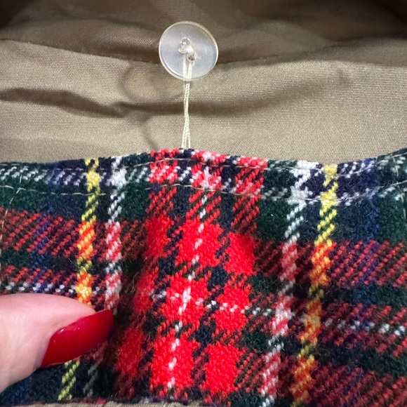 Vintage Khaki Trench Coat with Removable Plaid Liner Tan Belted Overcoat Size 8 - Picture 14 of 16